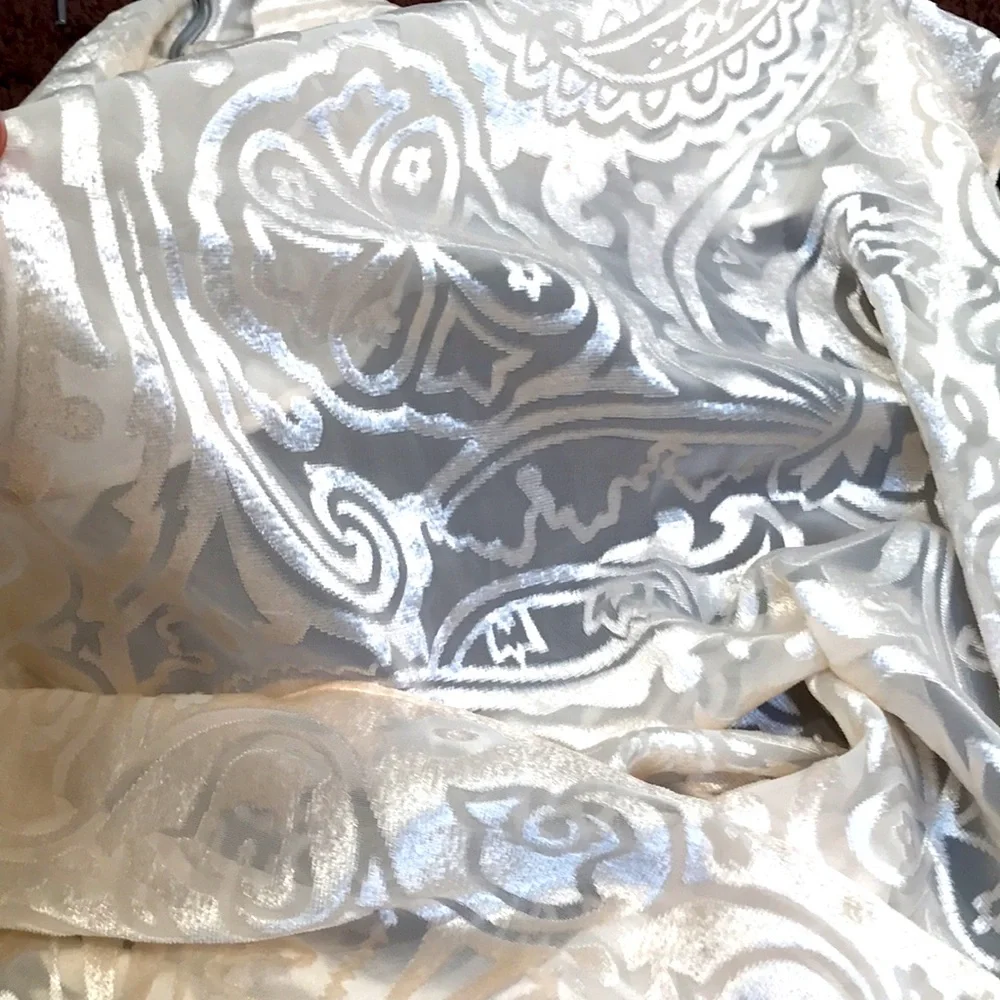 Beautiful unique vintage scarf. Made in Japan. Gorgeous ivory color with velvet